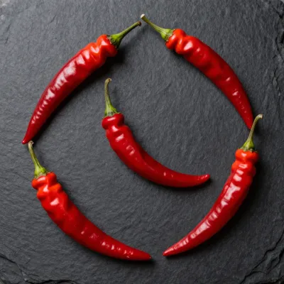 Red Chili Peppers Spiral Arrangement - Food - AI generated image