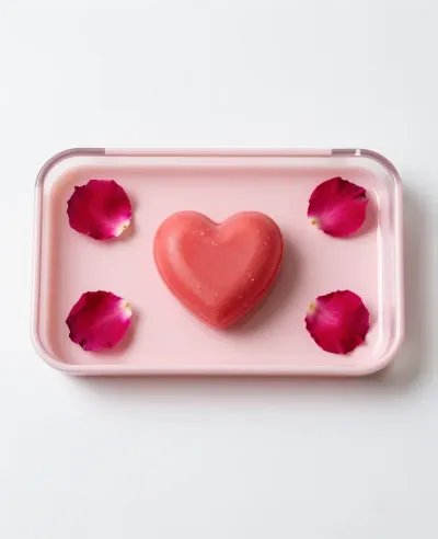 Heart Bath Bomb with Rose Petals - Bath Products - AI generated image