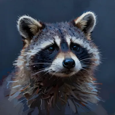 Wet Raccoon Night Glance - Wildlife - AI generated image