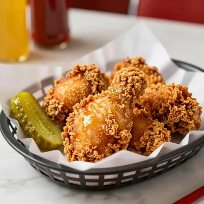 Fried Chicken Basket with Glazed Pickle - Food - AI generated image