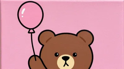 Teddy Bear Holding Pink Balloon - Children - AI generated image