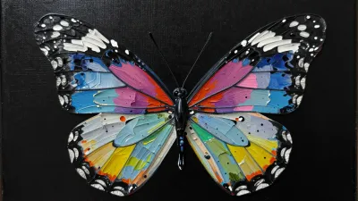 Prismatic Butterfly Spread Glossy Wings - Butterfly - AI generated image