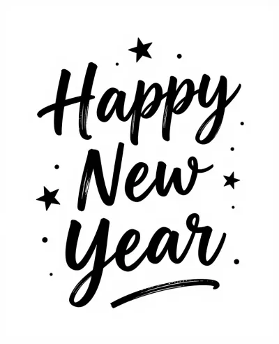 Happy New Year Brushstroke Text - Typography - AI generated image