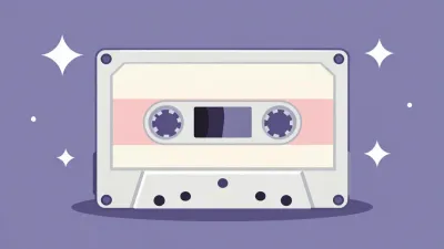 Glossy Cassette Tape on Lavender Background - Objects - AI generated image