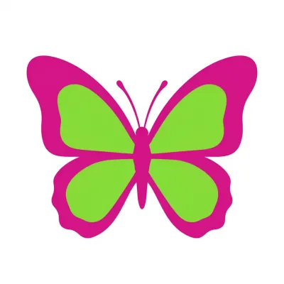 Magenta Outline Butterfly Lime Green Interior - Butterfly - AI generated image