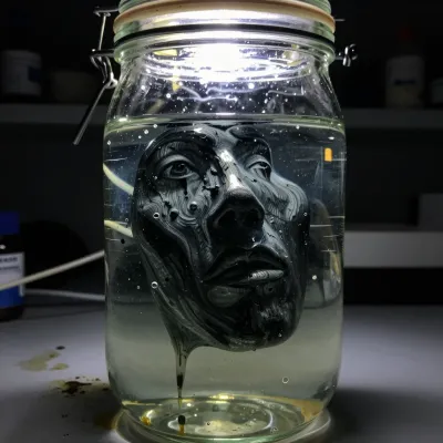 Glass Jar with Human Face Specimen - Laboratory - AI generated image