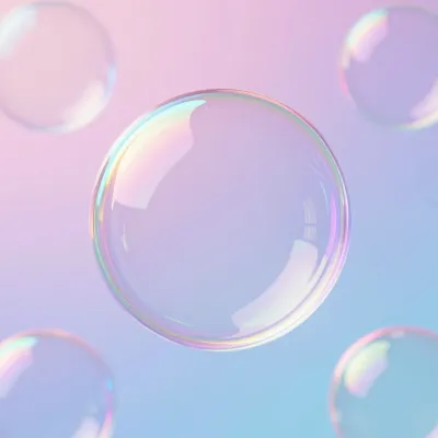 Iridescent Soap Bubbles Floating in Pastel Gradient - Backgrounds - AI generated image
