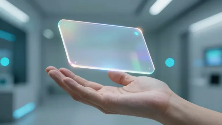 Translucent Hologram Device Projection in Futuristic Lab - Technology - AI generated image