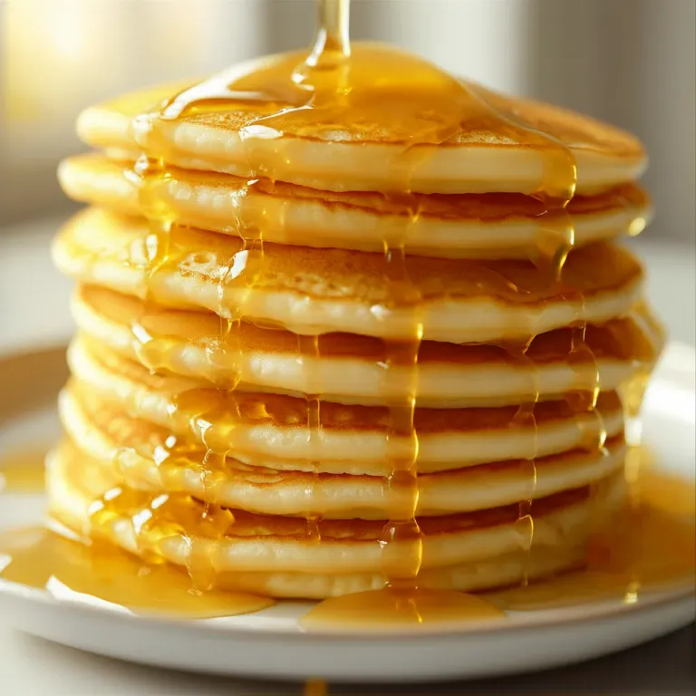 Golden Pancakes Drizzled with Syrup - Food - AI generated image