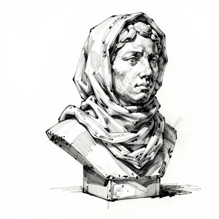 Woman's Headscarf with Fine Lines - Portrait - AI generated image