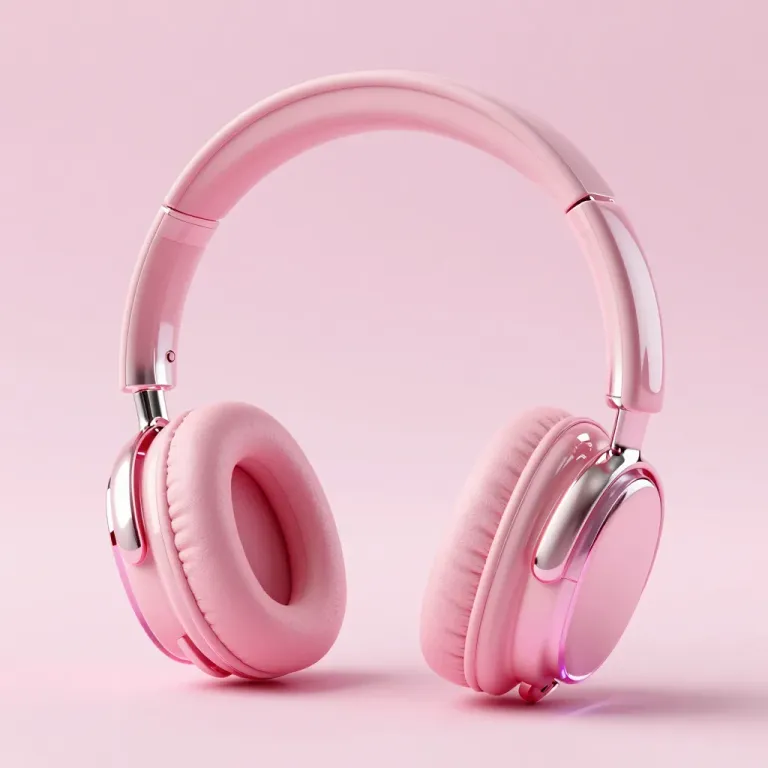 Light Pink Over-Ear Headphones with Metallic Accents - Electronics - AI generated image