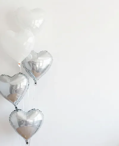 Heart-Shaped Balloons Floating in Soft Light - Wedding - AI generated image