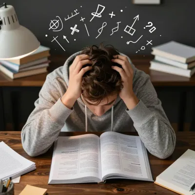 Stressed Student Studying at Night - Education - AI generated image