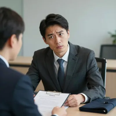 Man in Gray Suit Interviewing - People - AI generated image