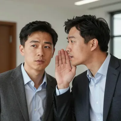 Businessmen Whispering in Office - Business - AI generated image