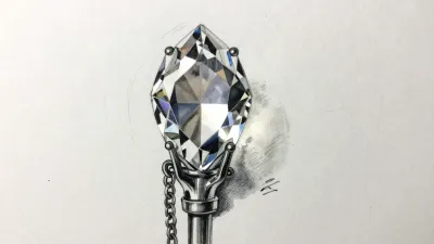 Crystal Staff Head Gleaming with Directional Light - Jewelry - AI generated image