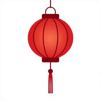 Red Lantern Hanging with Intricate Lines - Cultural - AI generated image