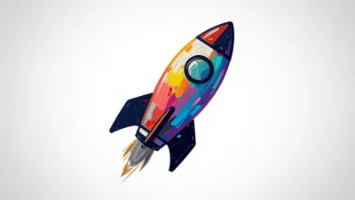 Painterly Rocket Icon Launching - Icons - AI generated image