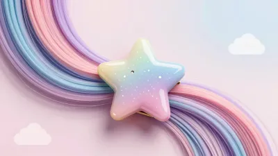 Pastel Star Hair Clip Gleaming in Swirls - Hair Accessories - AI generated image