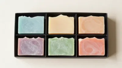 Artisanal Soap Bars in Black Tray - Food - AI generated image
