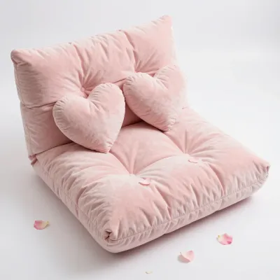 Pastel Pink Heart Pillow Chair - Furniture - AI generated image