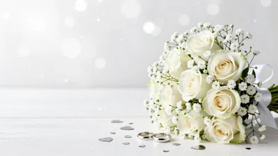 White Rose Bouquet with Baby's Breath Dreamy - Flowers - AI generated image