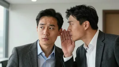 Businessmen Whispering in Office Setting - Business - AI generated image