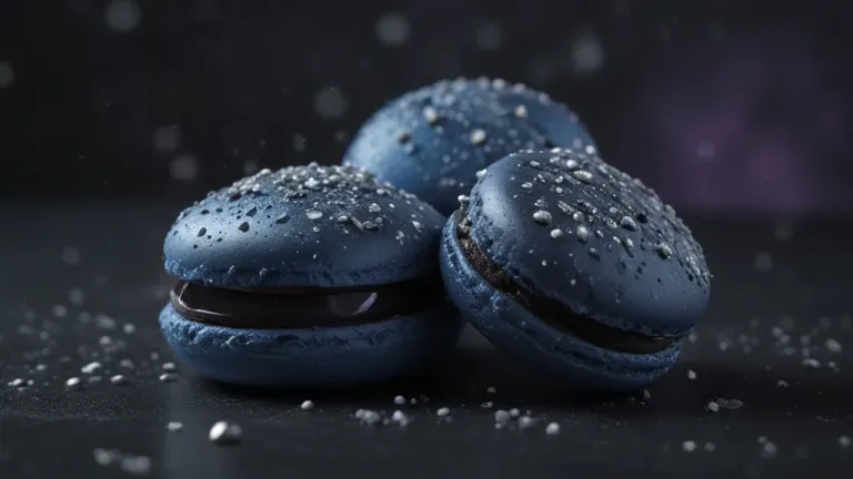 Galaxy Glitter Macarons Gleaming with Chocolate Filling - Food - AI generated image