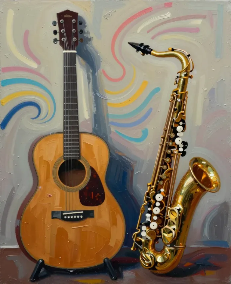 Acoustic Guitar and Saxophone Harmony - Music - AI generated image