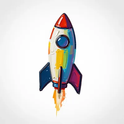 Painted Rocket Ascending with Glossy Finish - Transportation - AI generated image