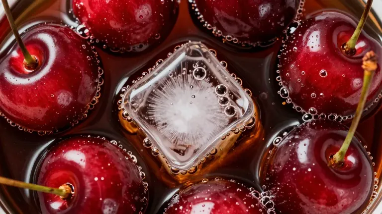 Cherries and Cola with Ice Cube - Food - AI generated image