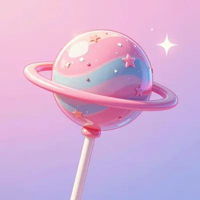 Pastel Planet Lollipop with Stars - Food - AI generated image