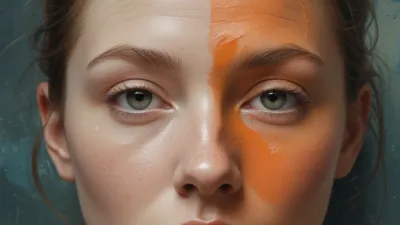 Impasto Portrait with Orange Substance - Art - AI generated image