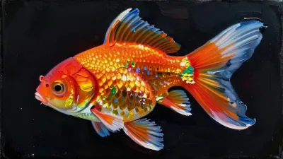 Vibrant Goldfish Profile Shimmering Scales - Fish - AI generated image
