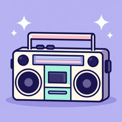 Cream Retro Boombox Speaker with Glossy Finish - Electronics - AI generated image