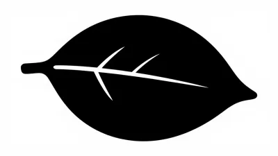 Black Leaf Silhouette with Soft Veins - Nature - AI generated image