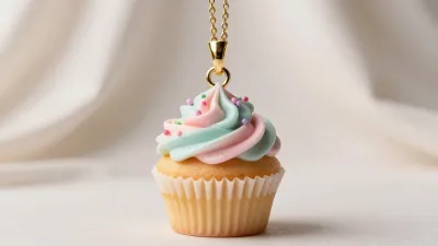 Pastel Cupcake Pendant with Sprinkles - Jewelry - AI generated image