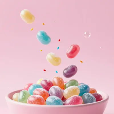 Jelly Beans Bouncing in Air - Food - AI generated image