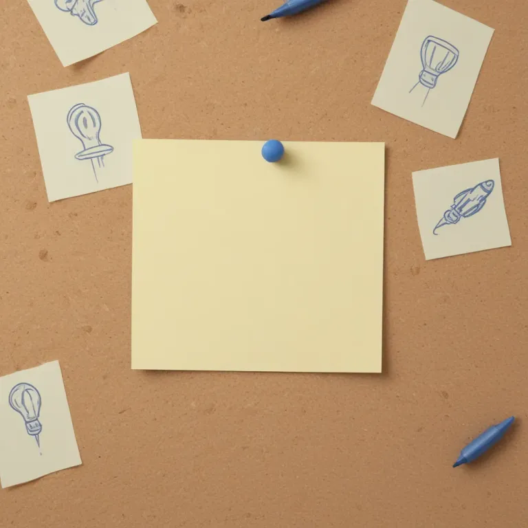 Ivory Note Pad with Blue Pin on Corkboard - Stationery - AI generated image