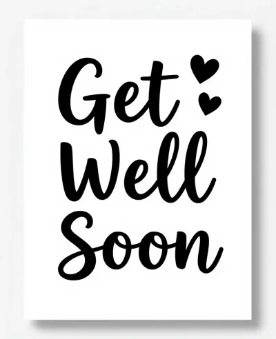 Get Well Soon Card with Cursive Script and Hearts - Greeting Card - AI generated image
