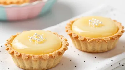 Lemon Curd Tartlets with Silver Beads - Food - AI generated image