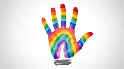 Rainbow Handprint Painted on Paper - Art - AI generated image