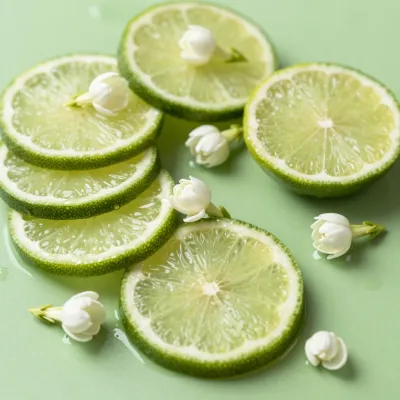Sliced Limes with Jasmine Blossoms - Food - AI generated image