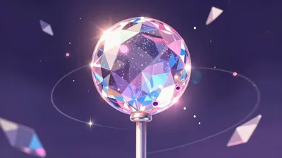 Faceted Crystal Sphere with Lollipop Sparkling in Soft Light - Food - AI generated image
