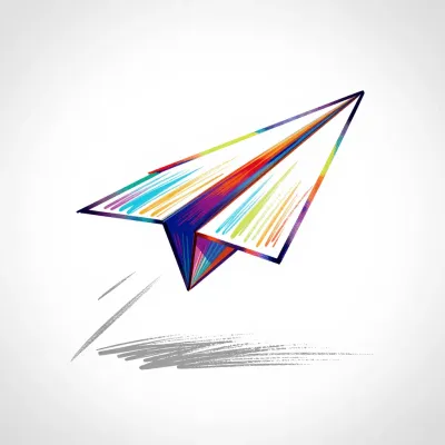 Colorful Paper Airplane in Flight - Art - AI generated image