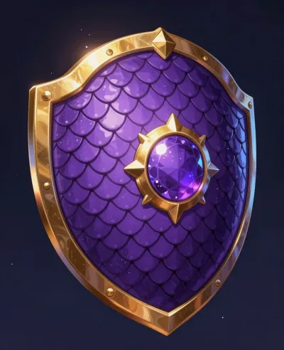 Dragon-Scale Shield Gleaming in Starry Night - Shield - AI generated image
