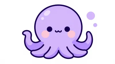 Cartoon Octopus Waving with Expressive Eyes - Cartoon - AI generated image