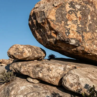 Balancing Boulder Overhang in Desert - Geology - AI generated image