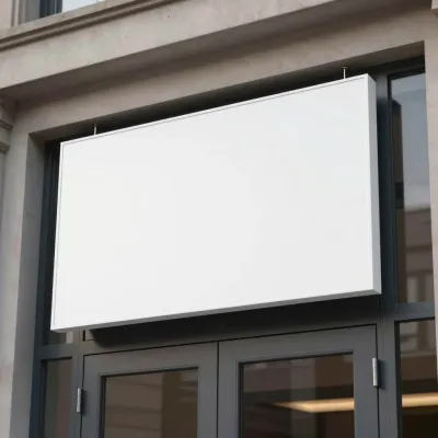 Blank White Sign Above Doorway - Signage - AI generated image