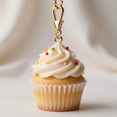 Golden Keychain Cupcake with Sprinkles - Food - AI generated image